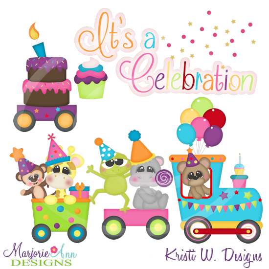 Party Animal's Birthday Train Cutting Files-Includes Clipart - Click Image to Close